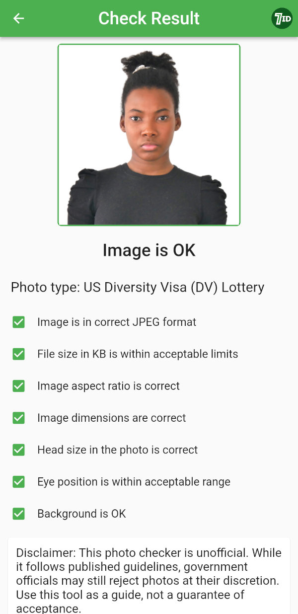 7ID DV Program photo checker - magandang larawan